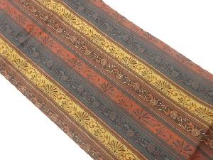 縞に花唐草模様織出し名古屋帯